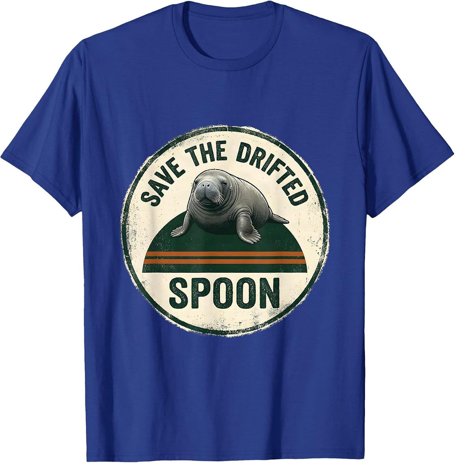Save The Drifted Spoon Funny Manatee Lover Sea Cow Humor T-Shirt - Royal Blue