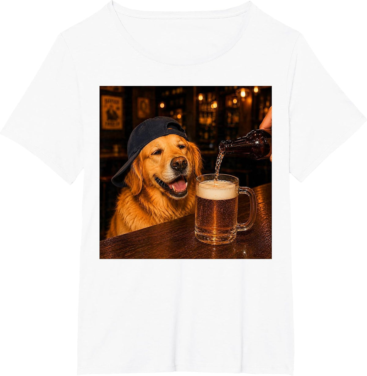 Golden Retriever Drinking Beer, Dog Meme T-Shirt - White