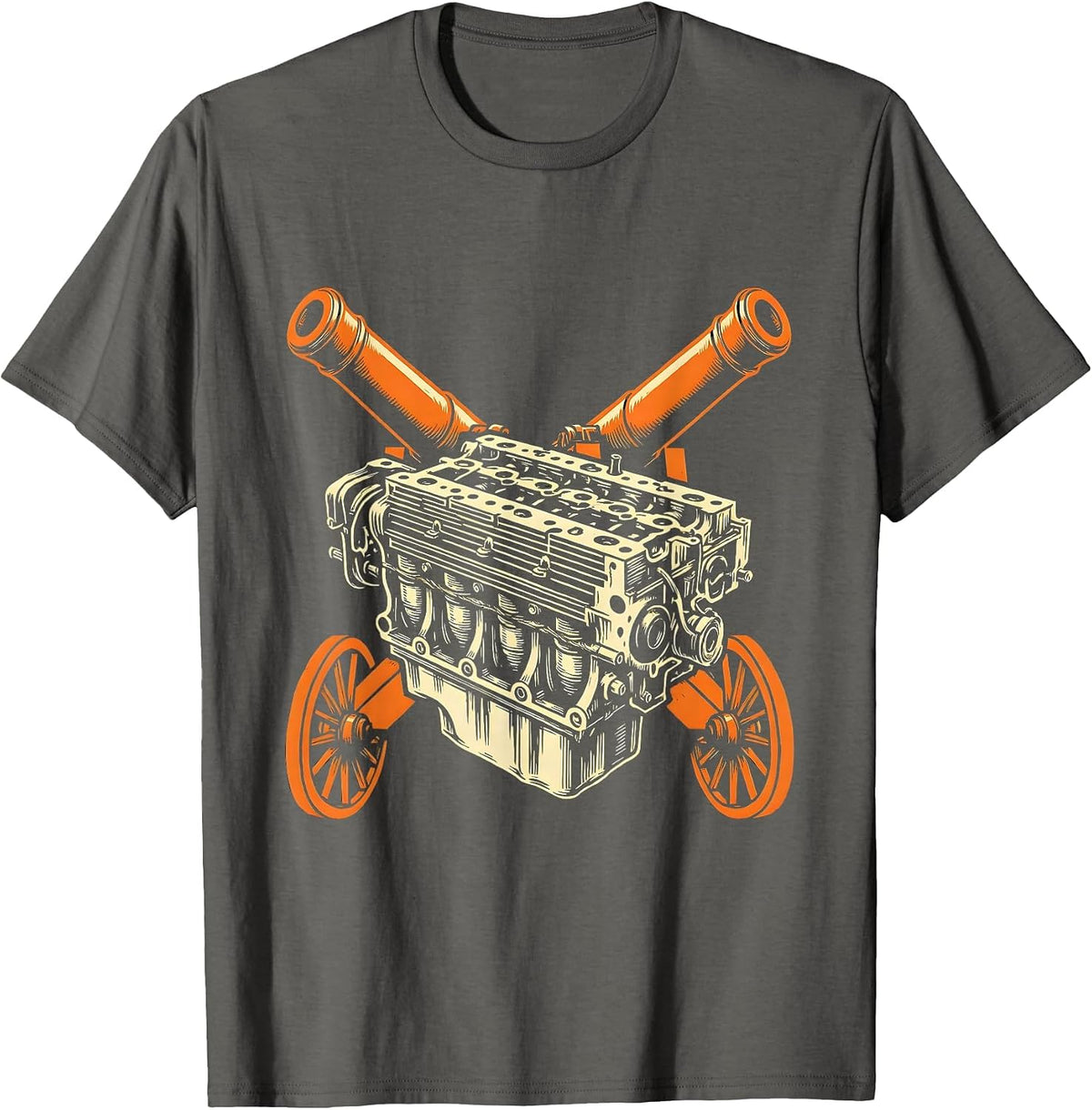 Valley Forge Automotive Vintage Engine Block Crossed Cannons T-Shirt - Asphalt Grey