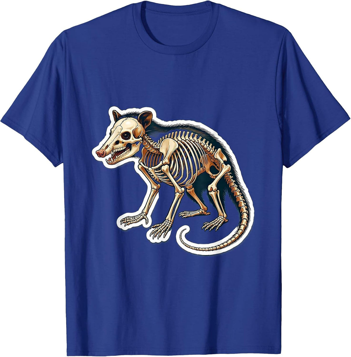 Men's Opossum Skeleton Classic Anatomy Illustration T-Shirt - Royal Blue