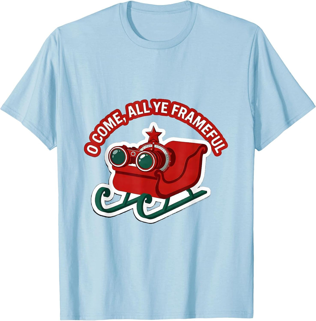 Men's O Come, All Ye Frameful Funny Optometrist Christmas Clinic T-Shirt - Baby Blue