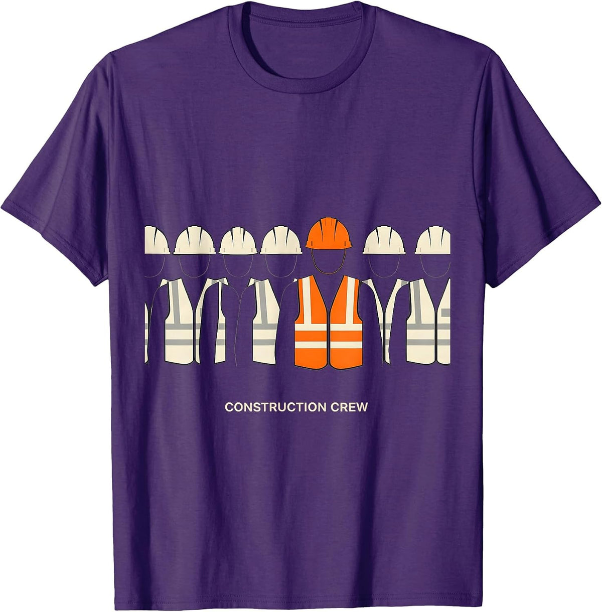 Men's Construction Crew Geometric Hard Hat Vest Worker Trade Humor T-Shirt - Purple