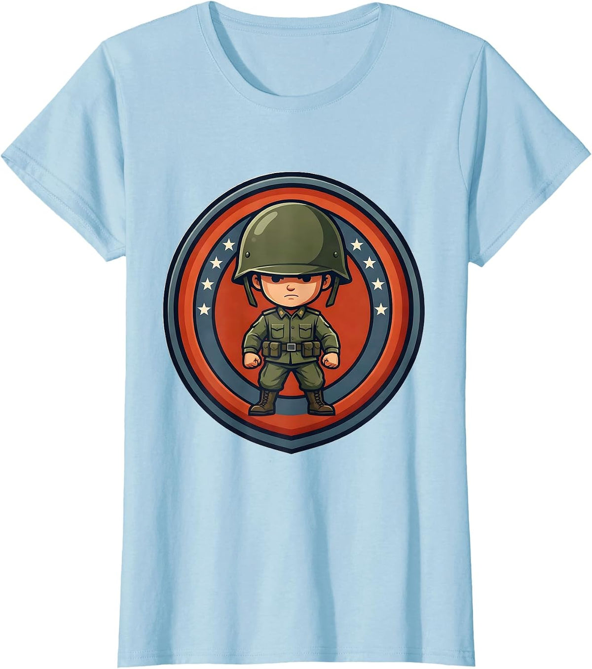 Patriot Day Kids Brave Little Soldier Helmet T-Shirt - Baby Blue