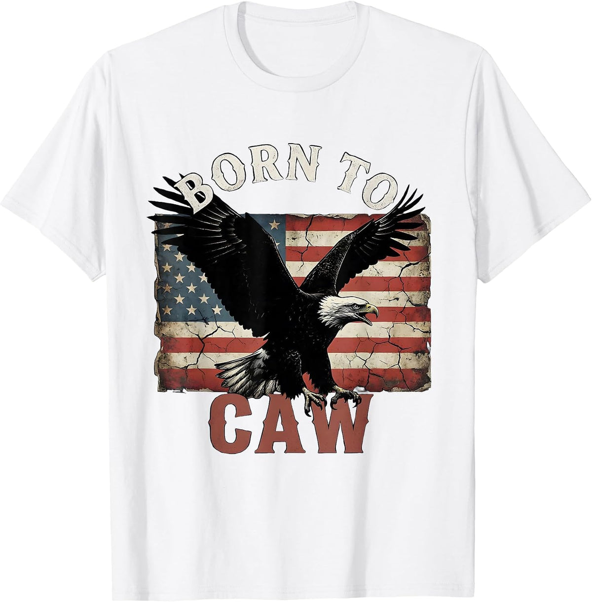 Men's Born to Caw Crow Lover Graphic Design T-Shirt - White