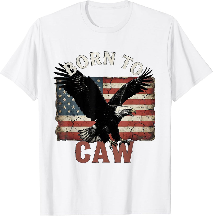 Men's Born to Caw Crow Lover Graphic Design T-Shirt - White