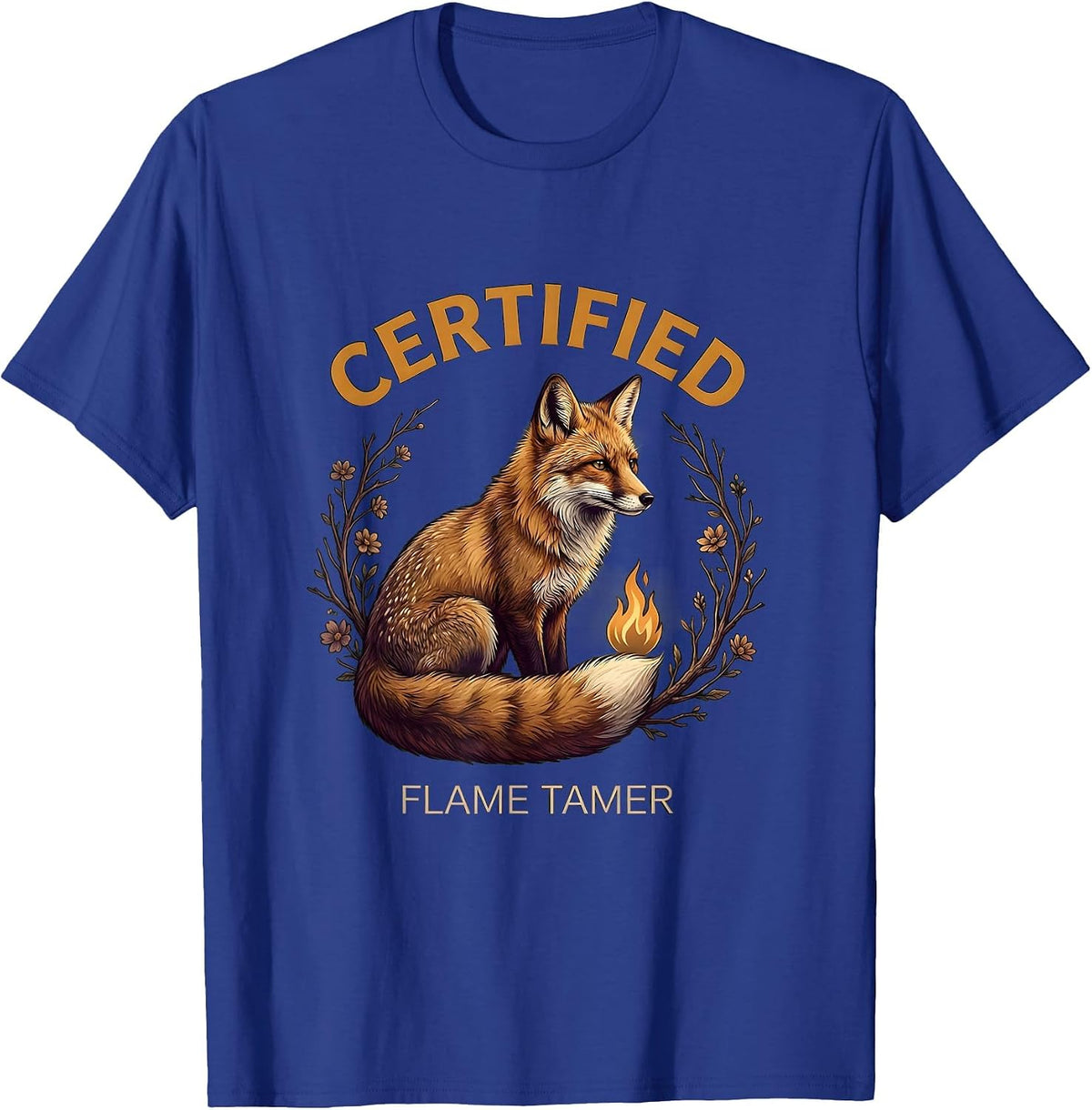 Men's Certified Flame Tamer Firefighter Graphic Design T-Shirt - Royal Blue