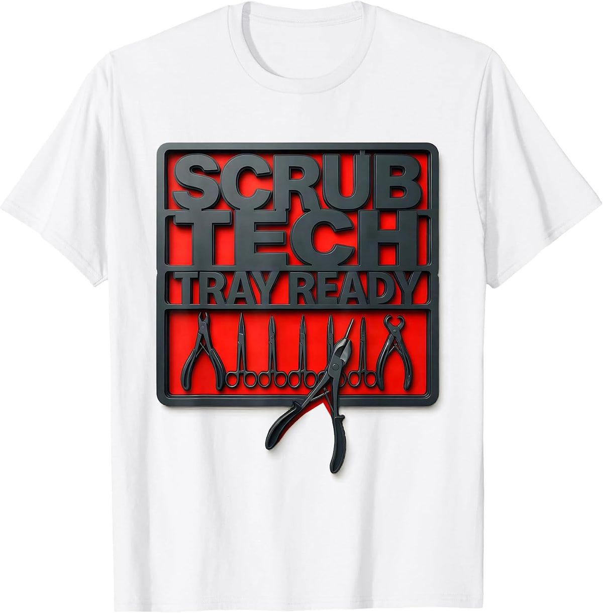 Men's Scrub Tech Tray Ready Stencil Graphic Surgical Tech T-Shirt - White