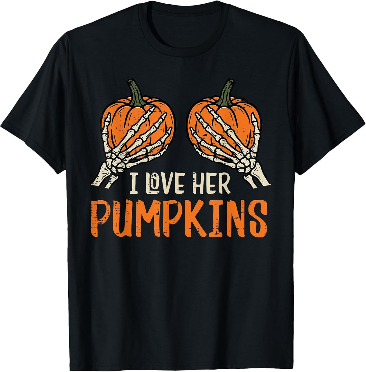 Halloween I Love Her Pumpkins Couple Matching Costume Men T-Shirt - Black