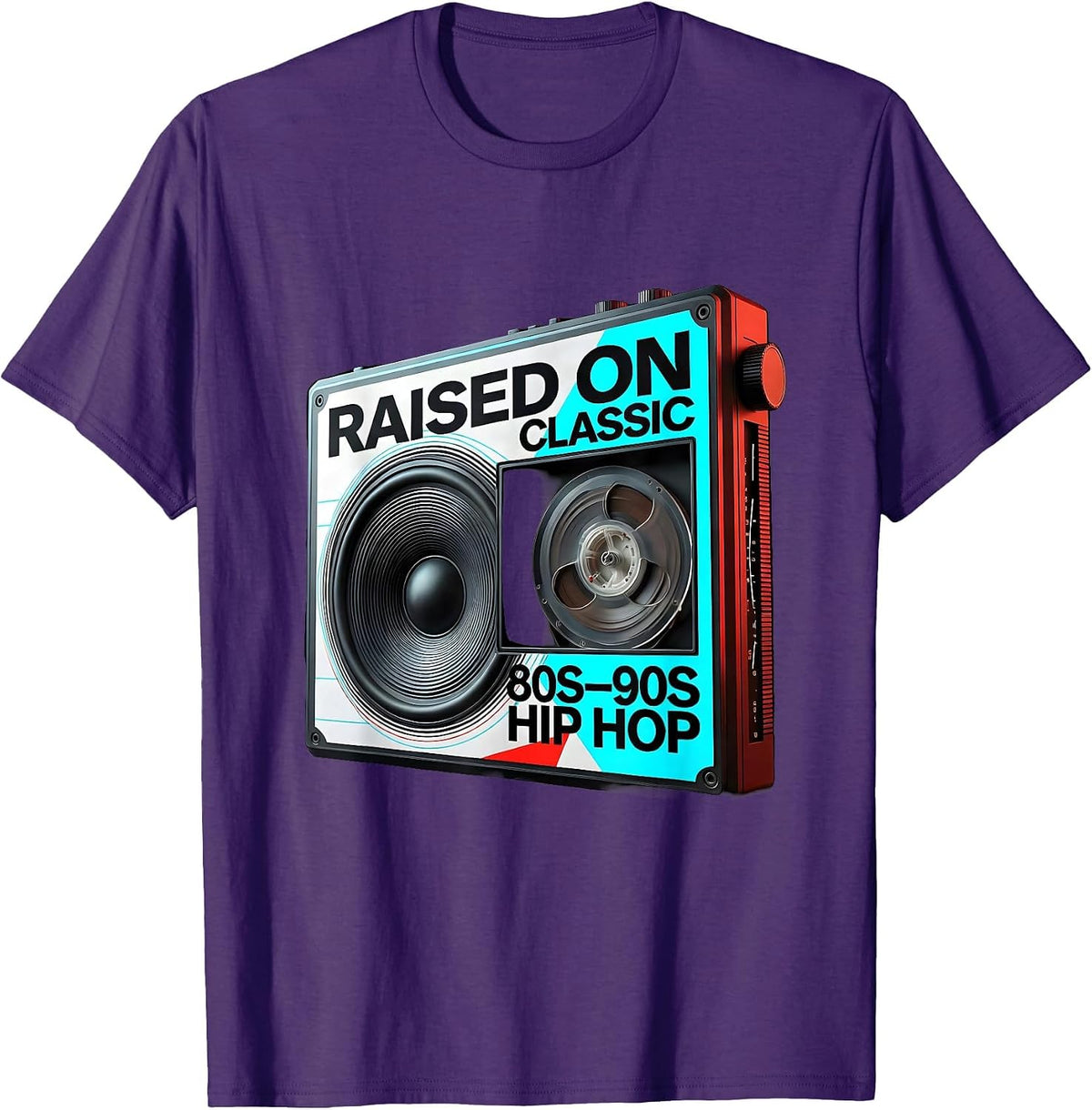 Raised On Classic 80s 90s Hip Hop Retro Streetwear T-Shirt - Purple