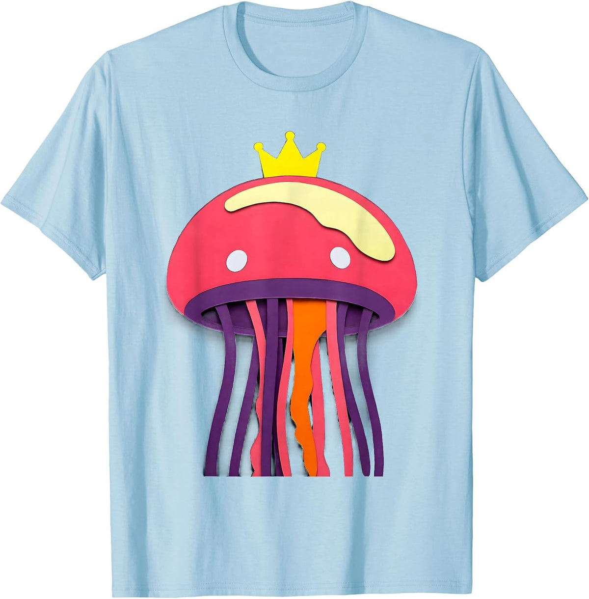 Men's Oversized Domed Jellyfish Gummy Pop Ocean Animal Lover T-Shirt - Baby Blue