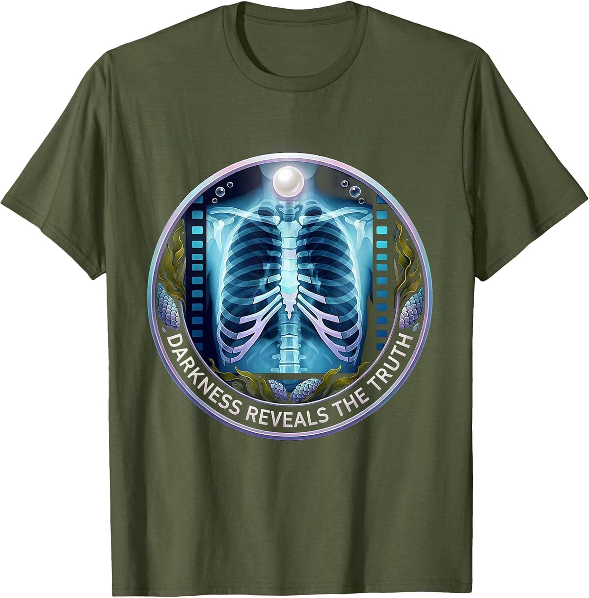Men's Darkness Reveals The Truth Radiology Design T-Shirt - Olive Green