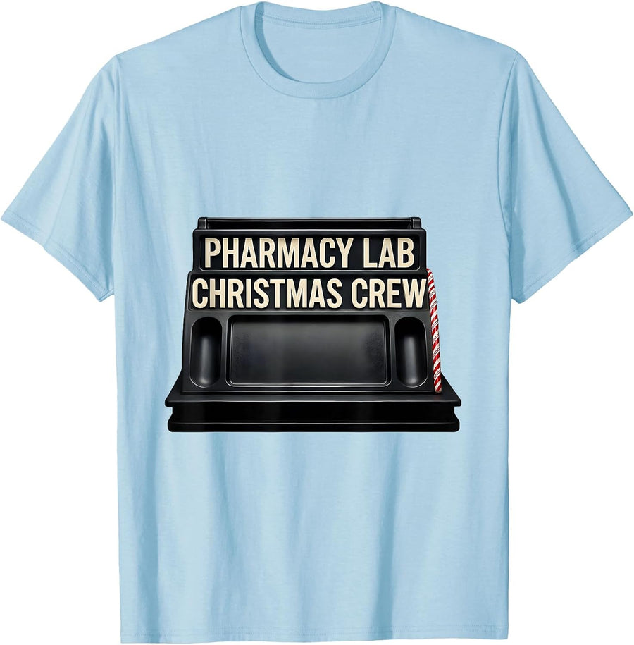 Men's Pharmacy Lab Christmas Crew Funny Pharmacy Tech Squad T-Shirt - Baby Blue