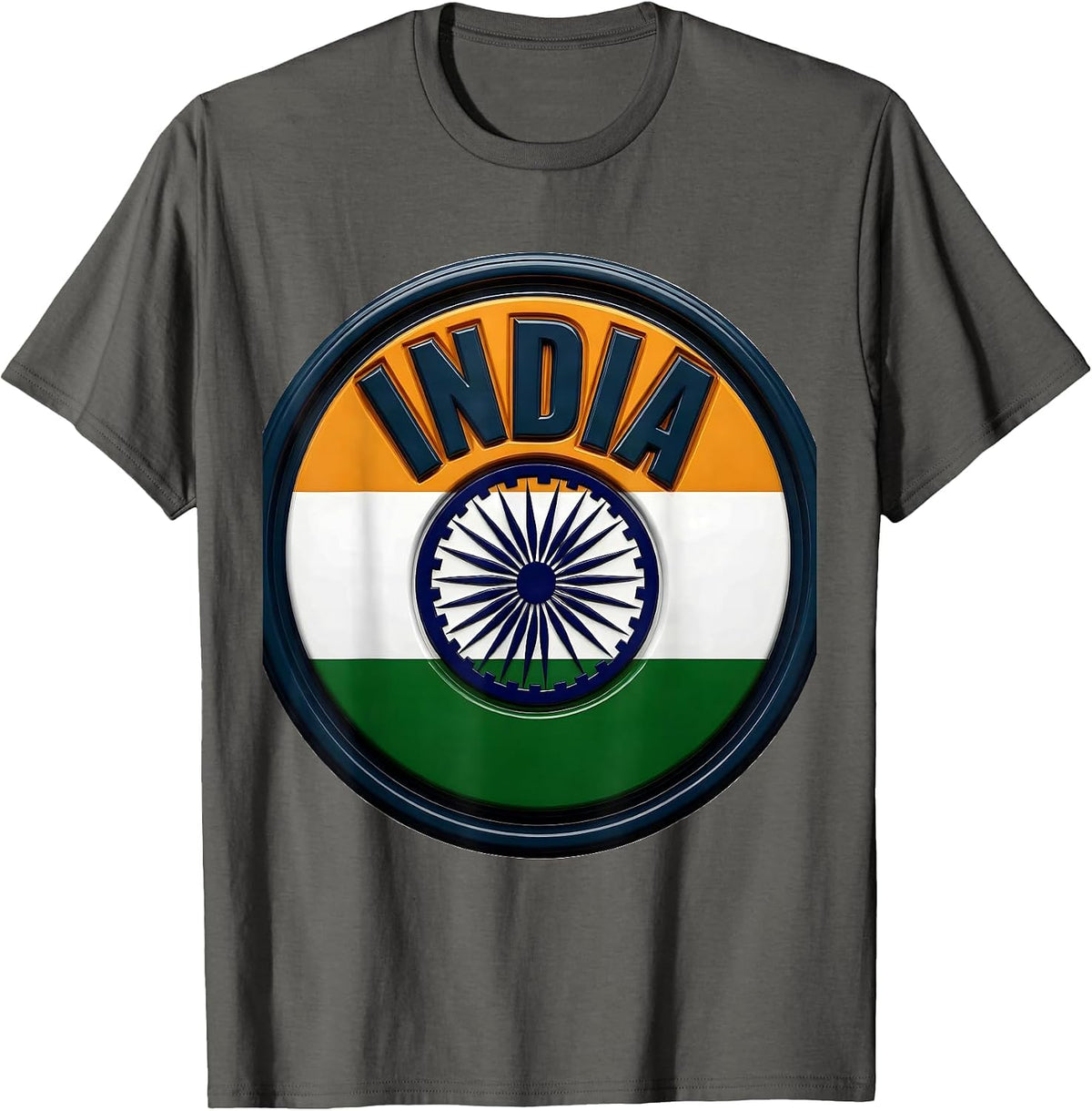 INDIA Patriotic Tricolor Flag National Pride T-Shirt - Asphalt Grey