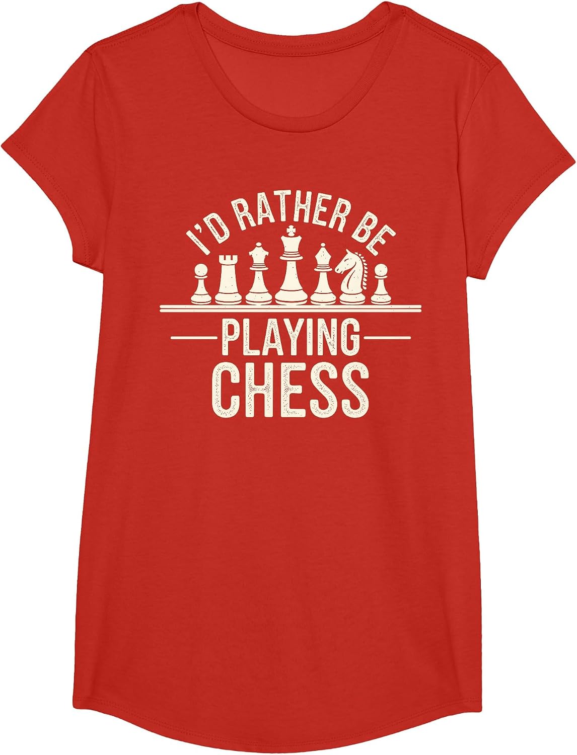 I'd Rather Be Playing Chess Player Chess Lover T-Shirt - Girls Red