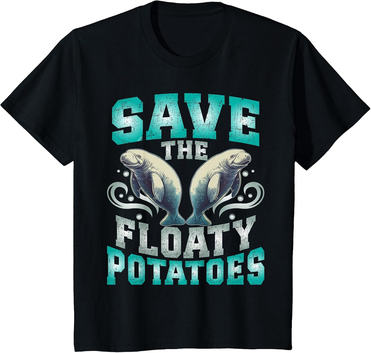 Sea Cow | Manatees | Save The Floaty Potatoes T-Shirt - Black