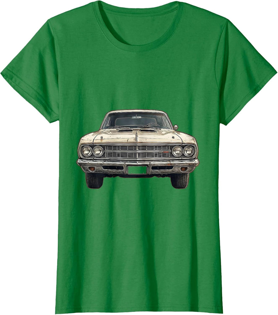 Women's Classic Muscle Car Distressed Birthday Gift for Car Guys T-Shirt - Kelly Green