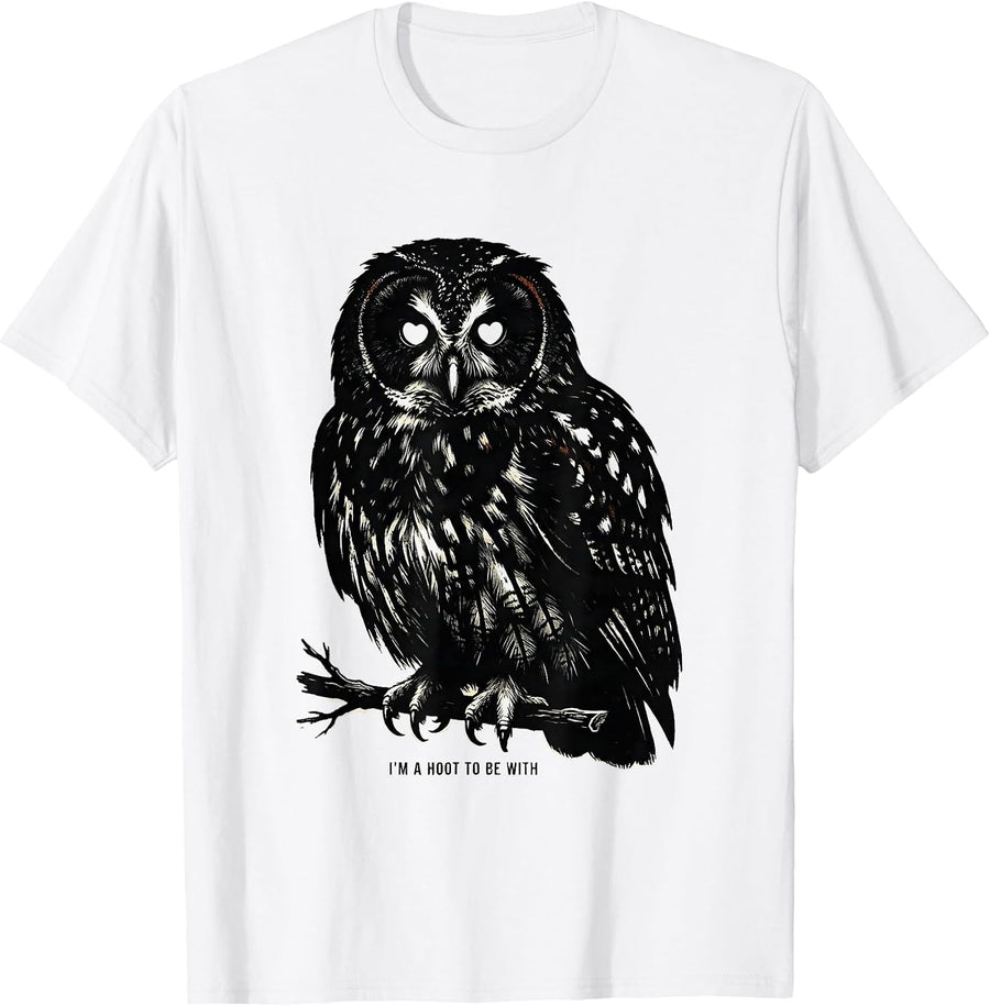 Men's I'm A Hoot To Be With Funny Owl Lover Birdwatcher Humor T-Shirt - White