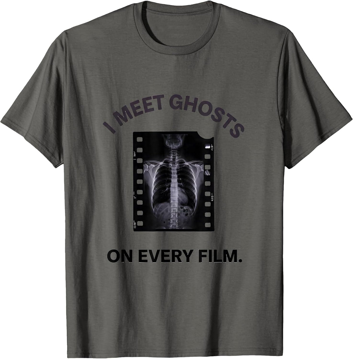 Men's I Meet Ghosts On Every Film Funny Radiology Tech Halloween T-Shirt - Asphalt Grey