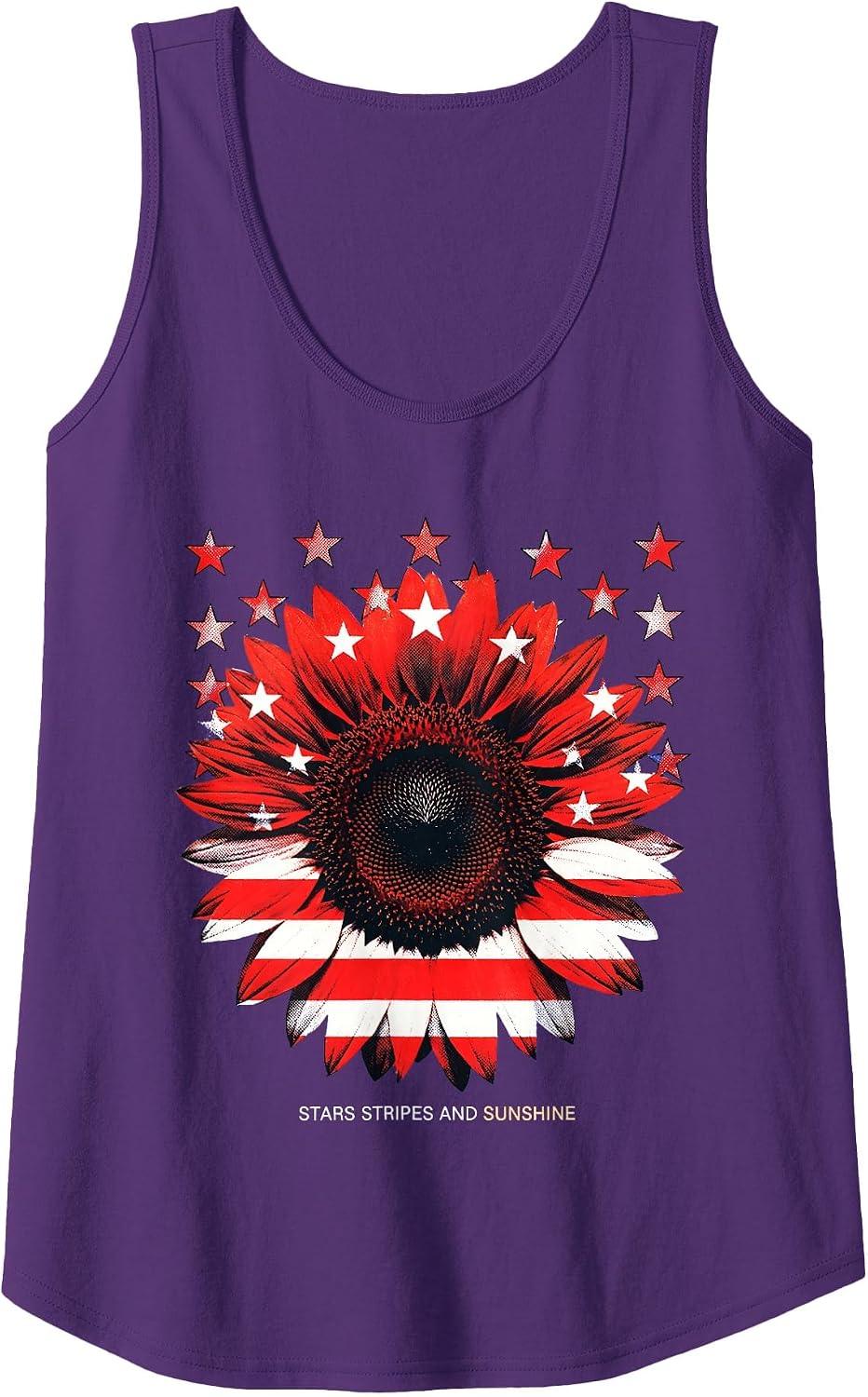 Stars Stripes and Sunshine Red White Blue Design Tank Top - Purple