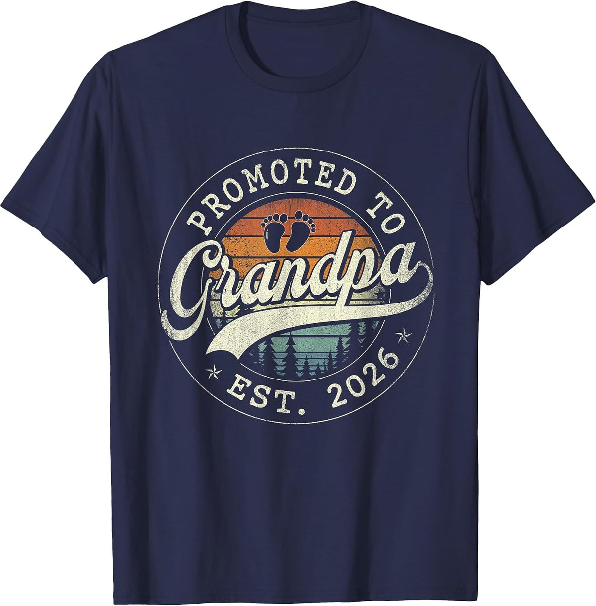 Promoted to Grandpa Est 2026 Grandparents Baby Announcement T-Shirt - Navy Blue