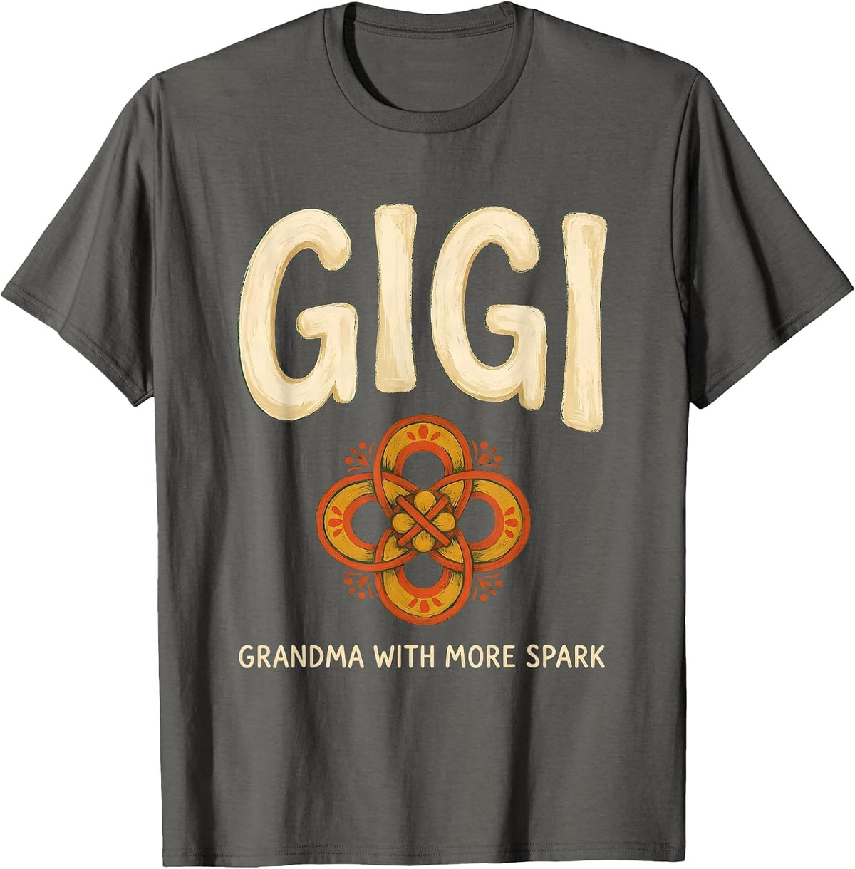 Men's Gigi Grandma With More Spark Folk Art Personal Name Gift T-Shirt - Asphalt Grey