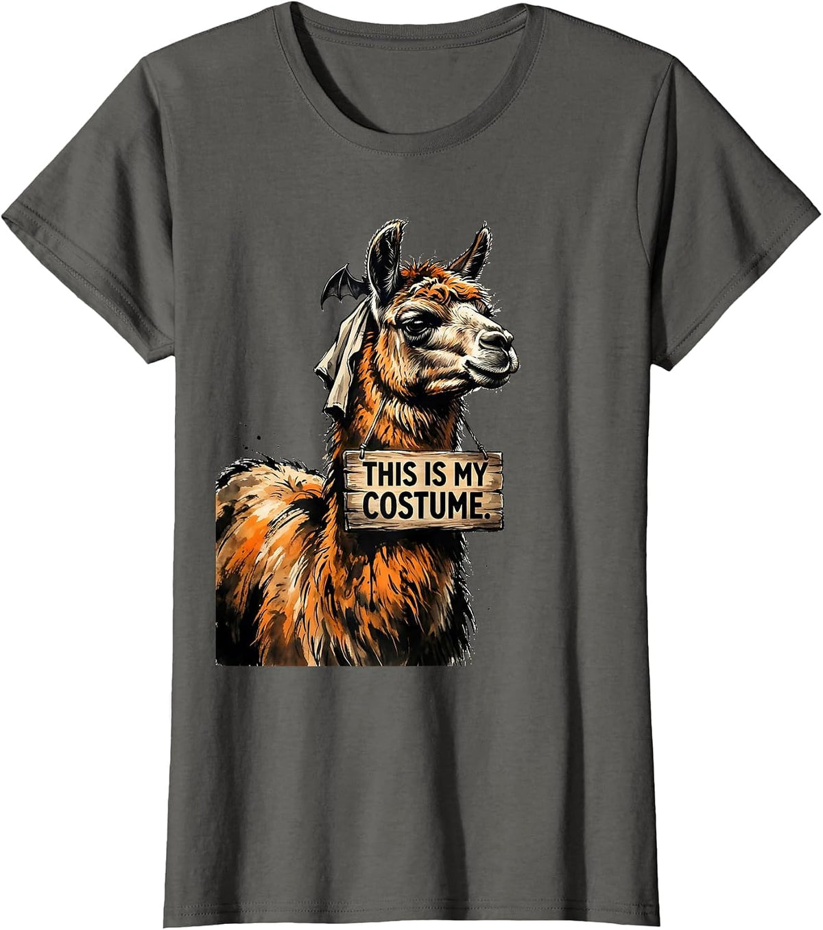 Women's This Is My Costume Funny Llama Alpaca Animal Lover Halloween T-Shirt - Asphalt Grey