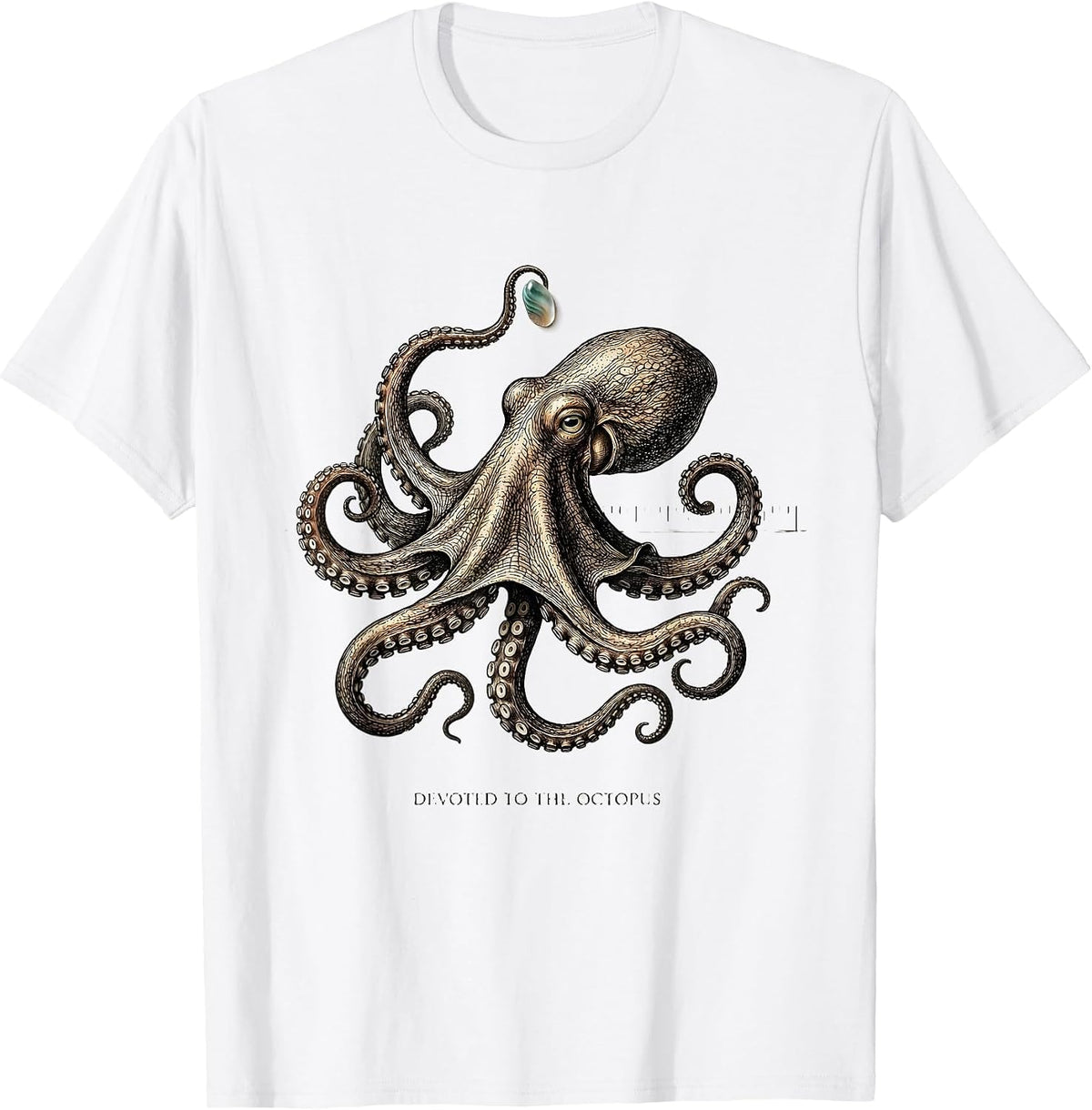 Men's Devoted to the Octopus Botanical Ocean Animal Lover Octopus T-Shirt - White