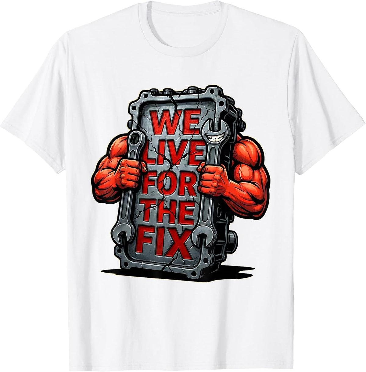 Men's We Live For The Fix Valley Forge Automotive Design T-Shirt - White