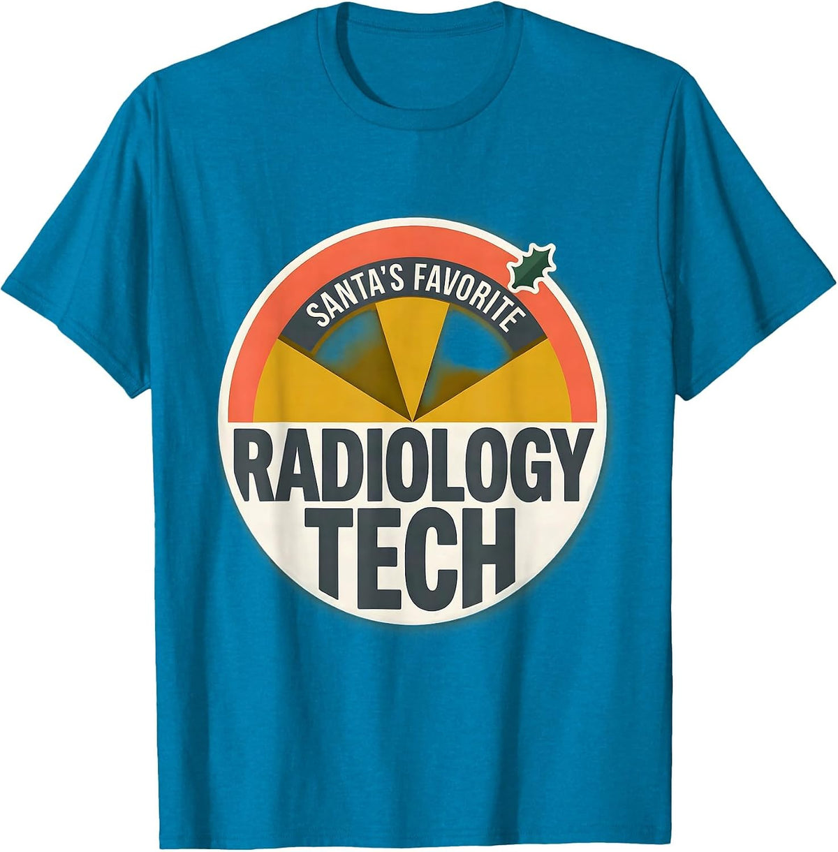 Santa's Favorite Radiology Tech Midcentury Modern Christmas T-Shirt - Sapphire Blue
