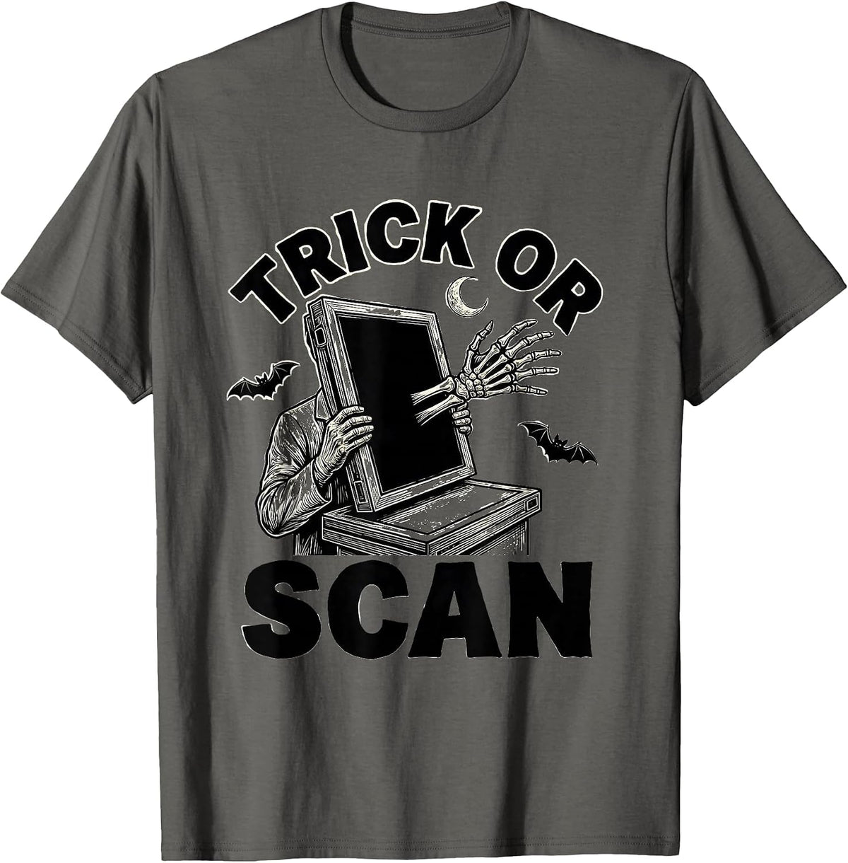 Men's Trick Or Scan Funny Radiologic Technologist Halloween Humor T-Shirt - Asphalt Grey