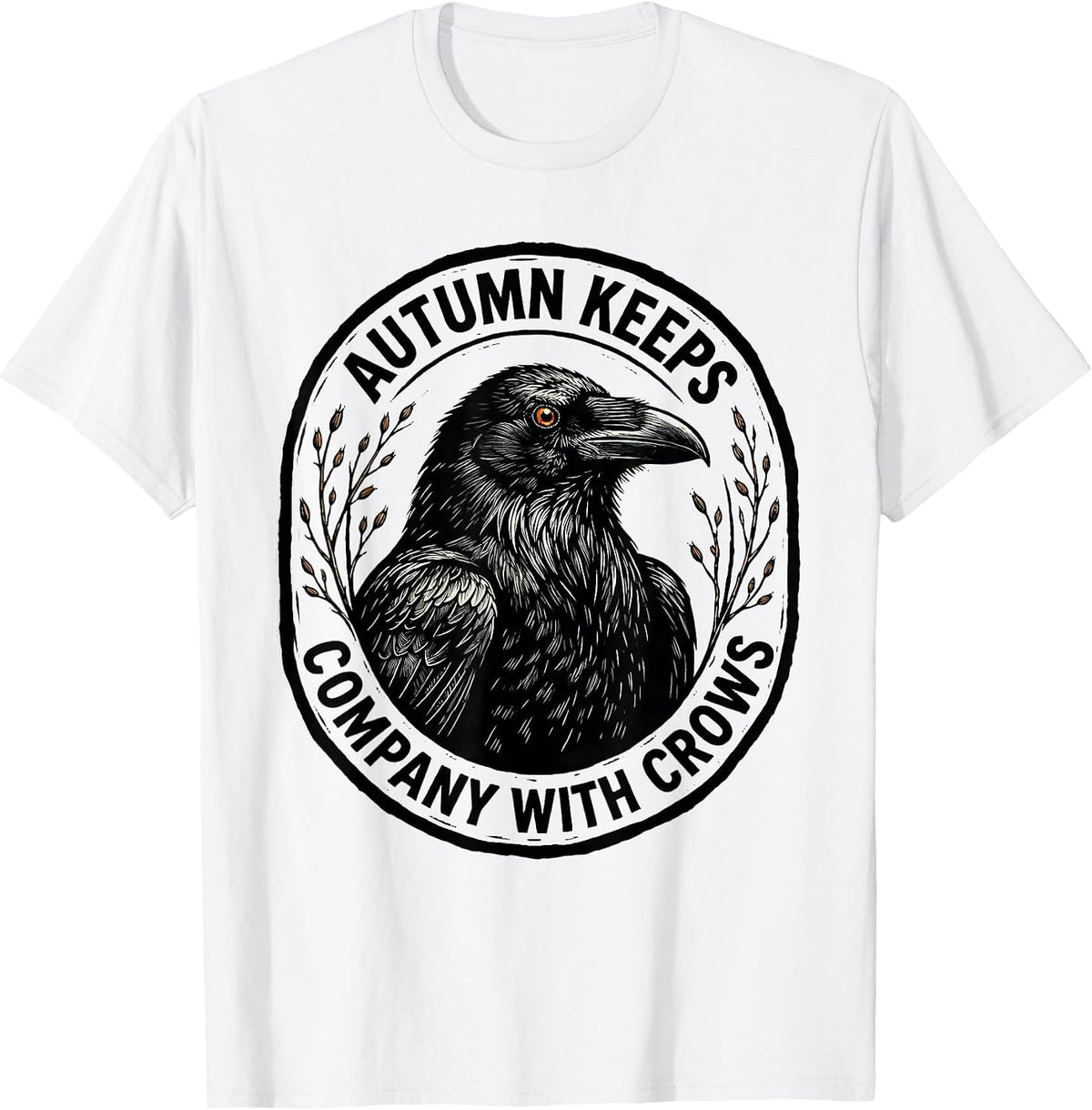 Men's Autumn Keeps Company With Crows Gothic Nature Bird Lover T-Shirt - White