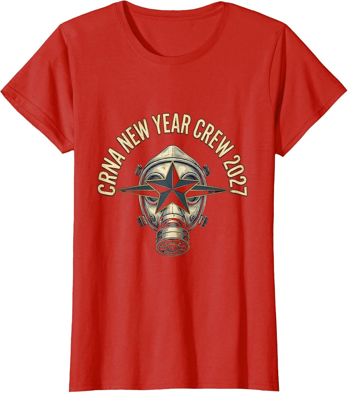 Women's CRNA New Year Crew 2027 Vintage Nurse Crew New Years Eve T-Shirt - Red
