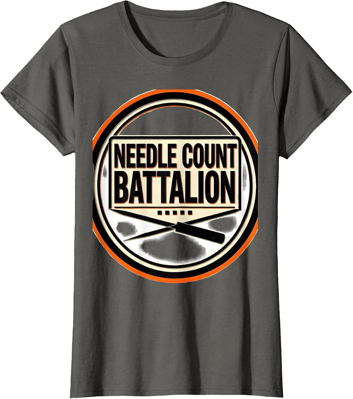 Women's Needle Count Battalion Stencil Graphic Surgical Tech T-Shirt - Asphalt Grey