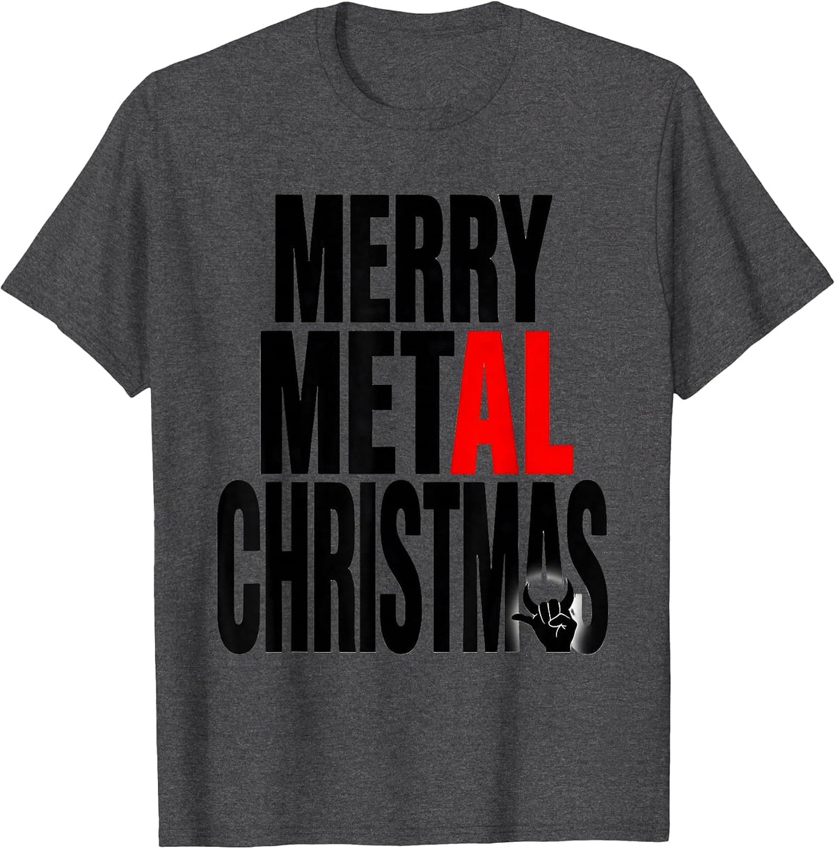 Merry Metal Christmas Funny Rock Guitarist Heavy Metal Humor T-Shirt - Dark Heather Grey