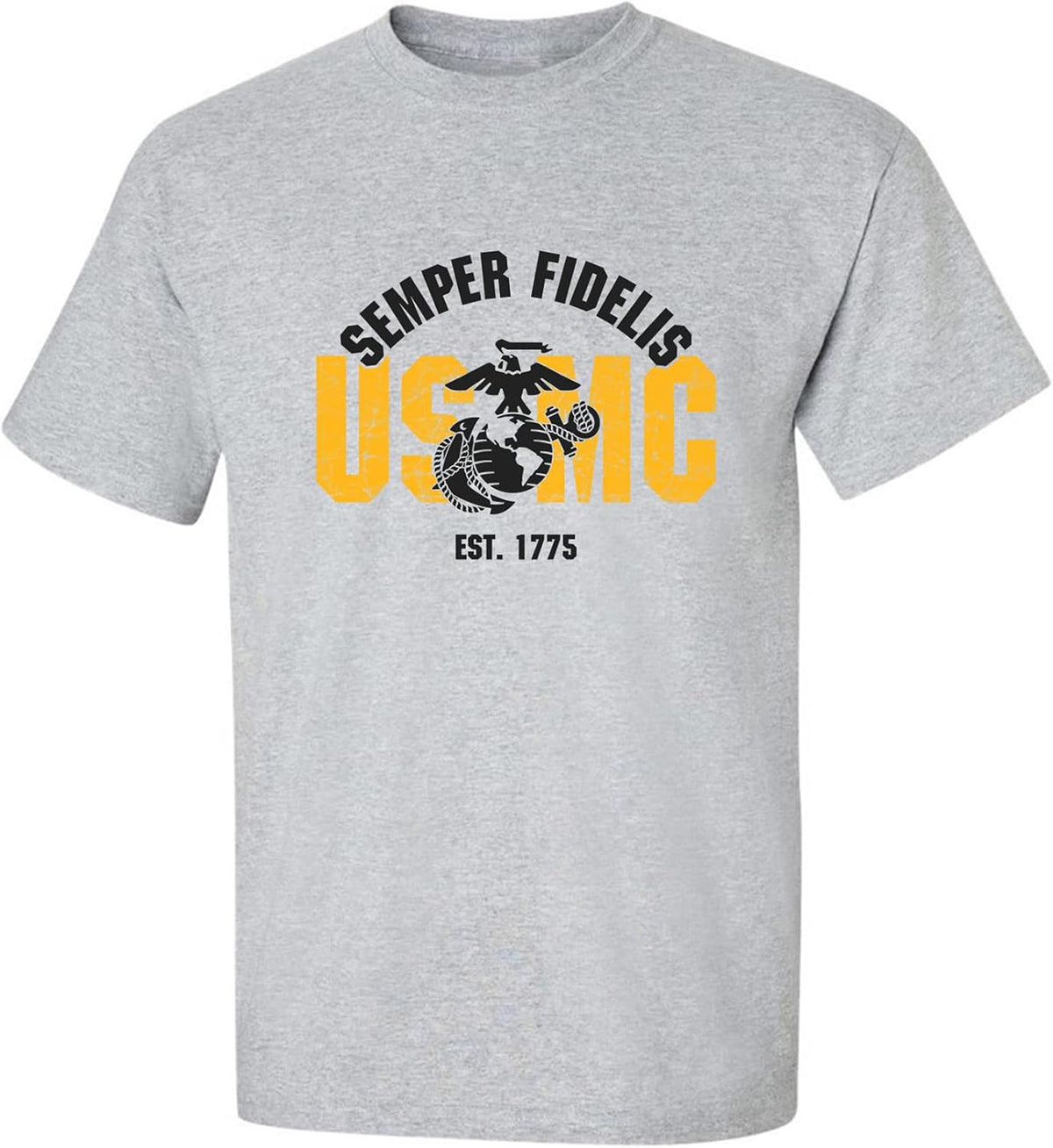 zerogravitee USMC Semper Fidelis Est. 1775" Adult Short Sleeve T-Shirt - Sport Grey