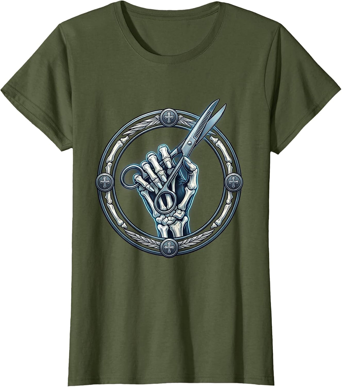 Women's X-Ray Hand Surgical Scissors Medical Assistant T-Shirt - Olive Green