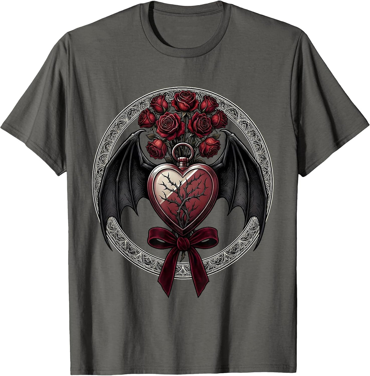 Lone Figure Stormy Sky Emo Dark Art Design T-Shirt - Asphalt Grey