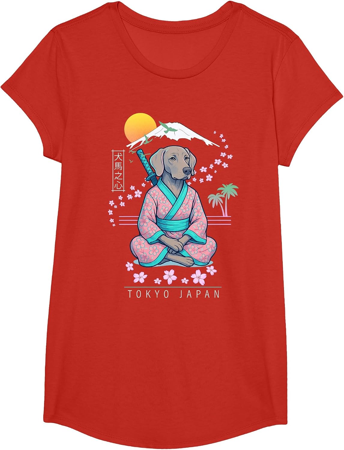 Weimaraner T-Shirt - Girls Red