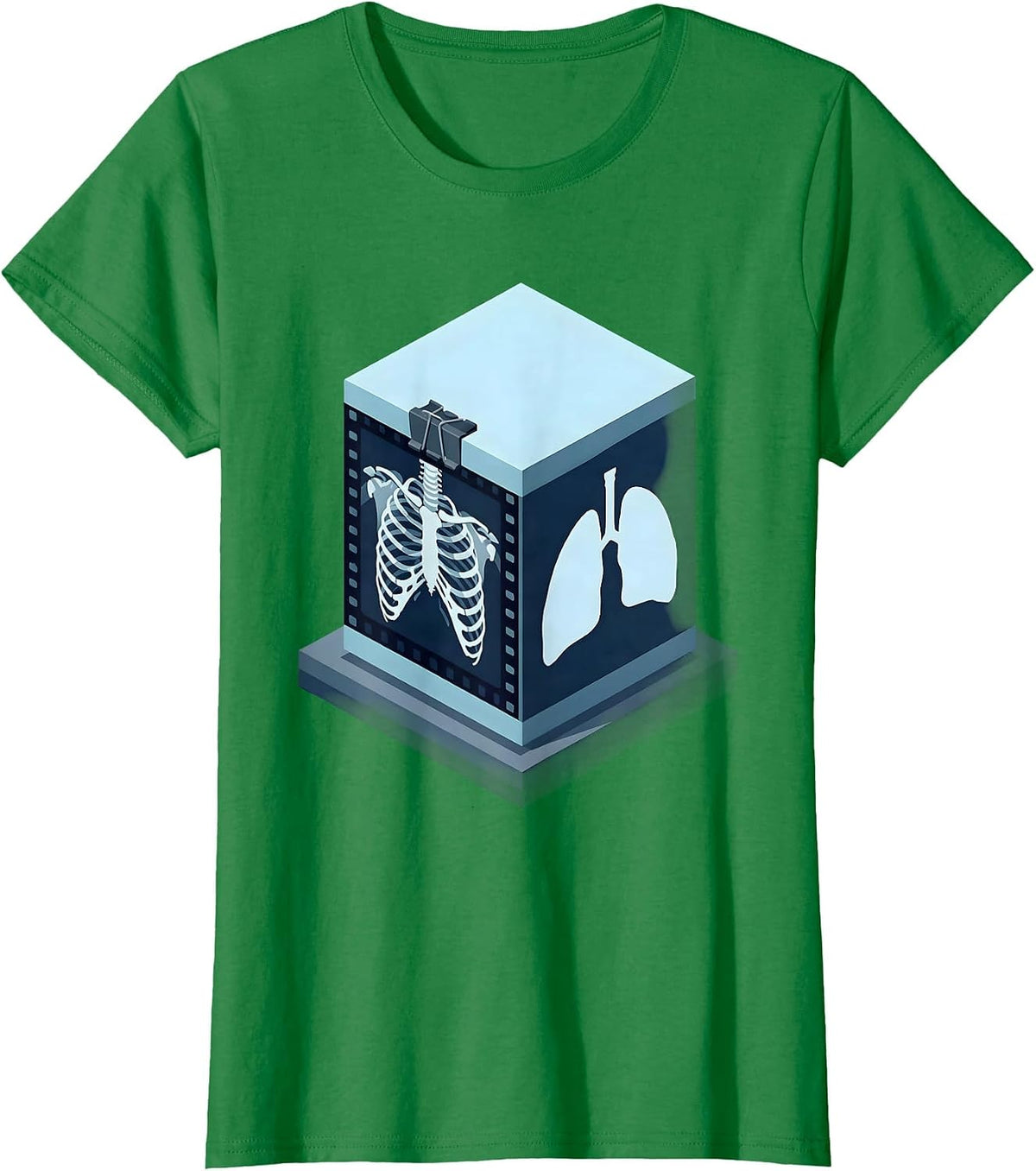 Glowing Chest X-Ray Radiology Illustration T-Shirt - Kelly Green