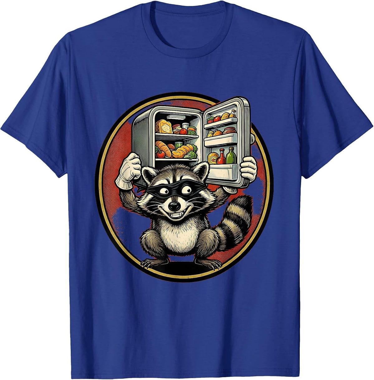 Sneaky Raccoon Midnight Fridge Raid T-Shirt - Royal Blue