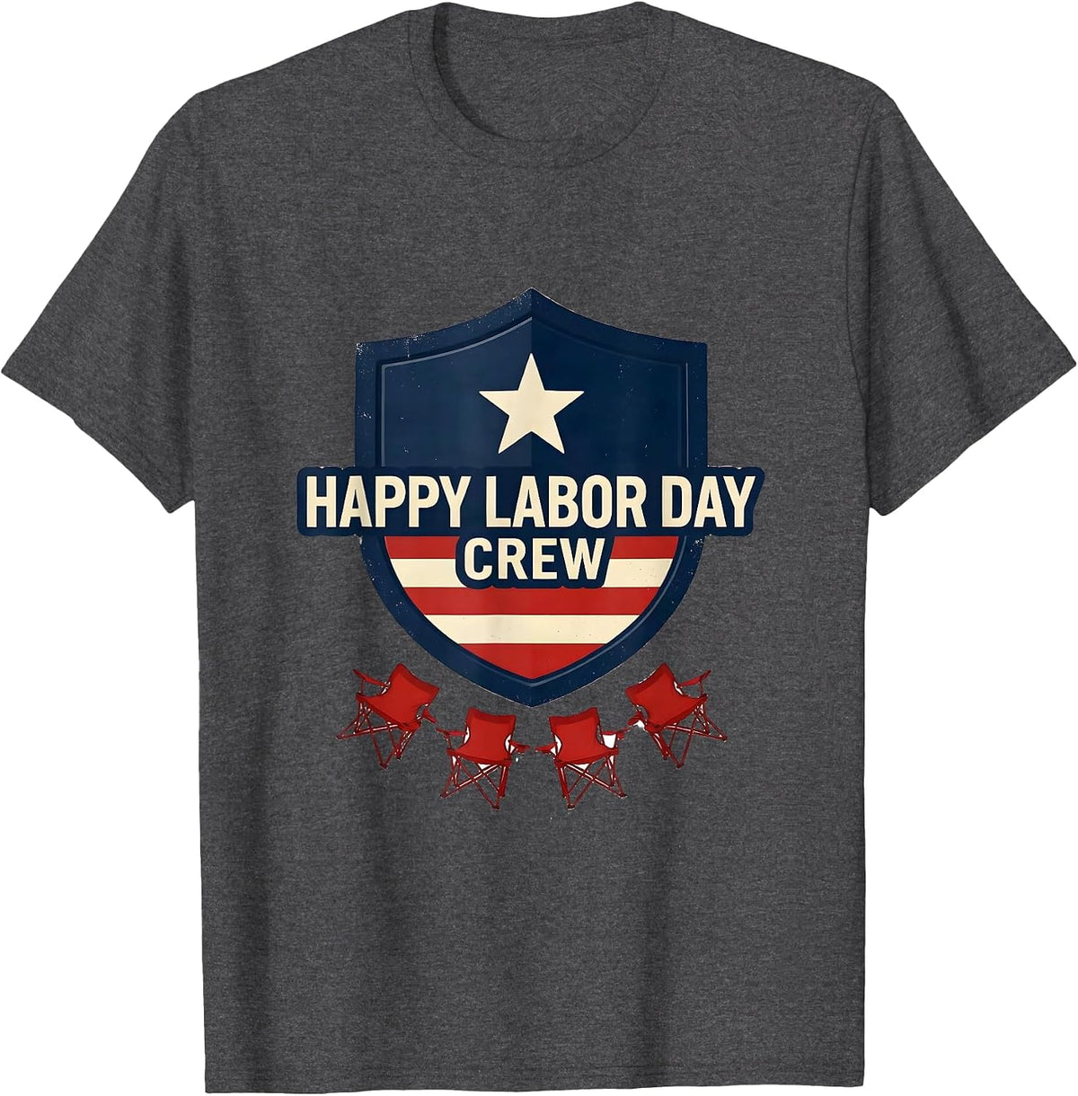 Happy Labor Day Crew Patriotic Americana Labor Day Gift T-Shirt - Dark Heather Grey