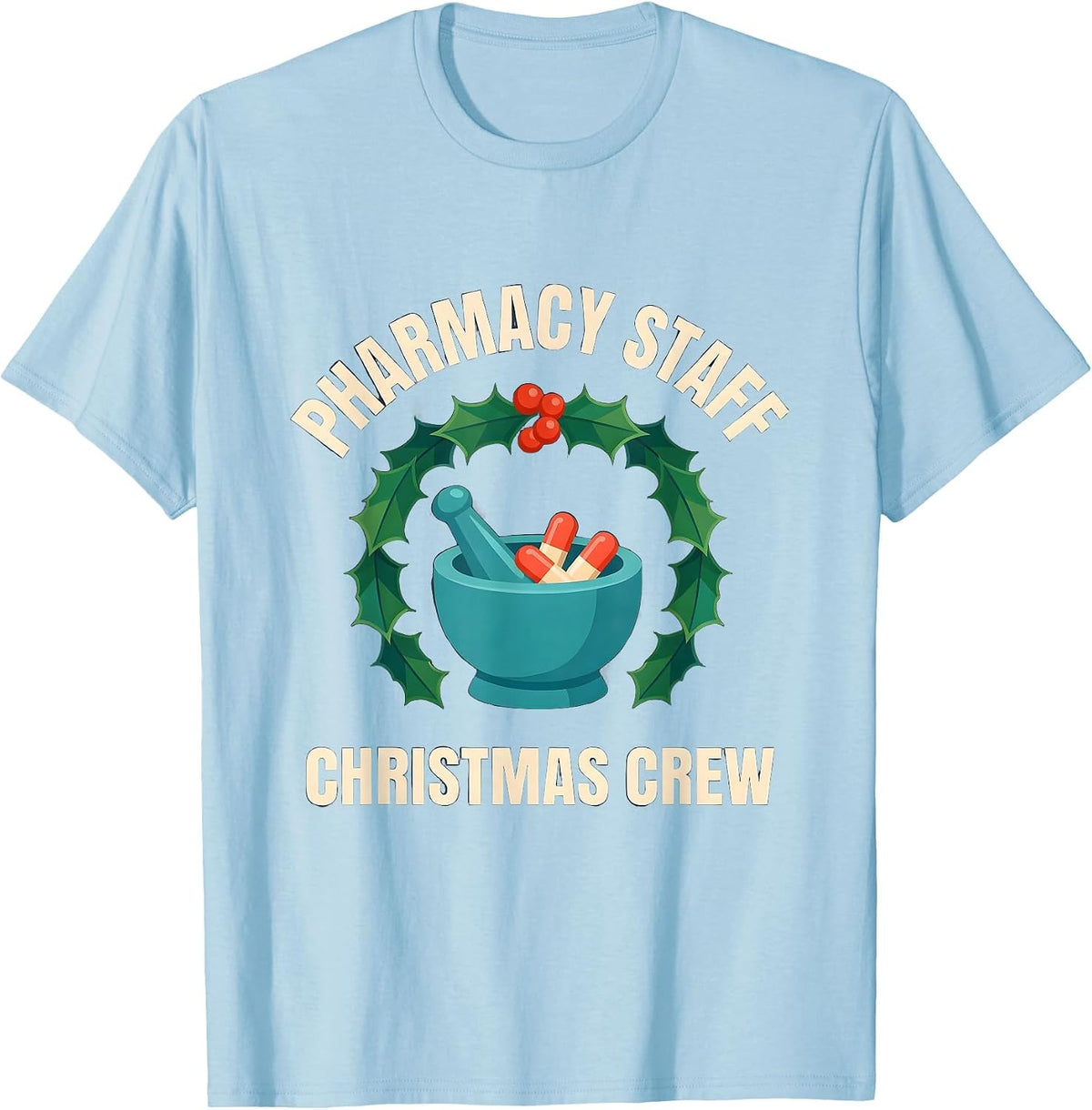 Men's Pharmacy Staff Christmas Crew Funny Pharmacy Tech Squad T-Shirt - Baby Blue