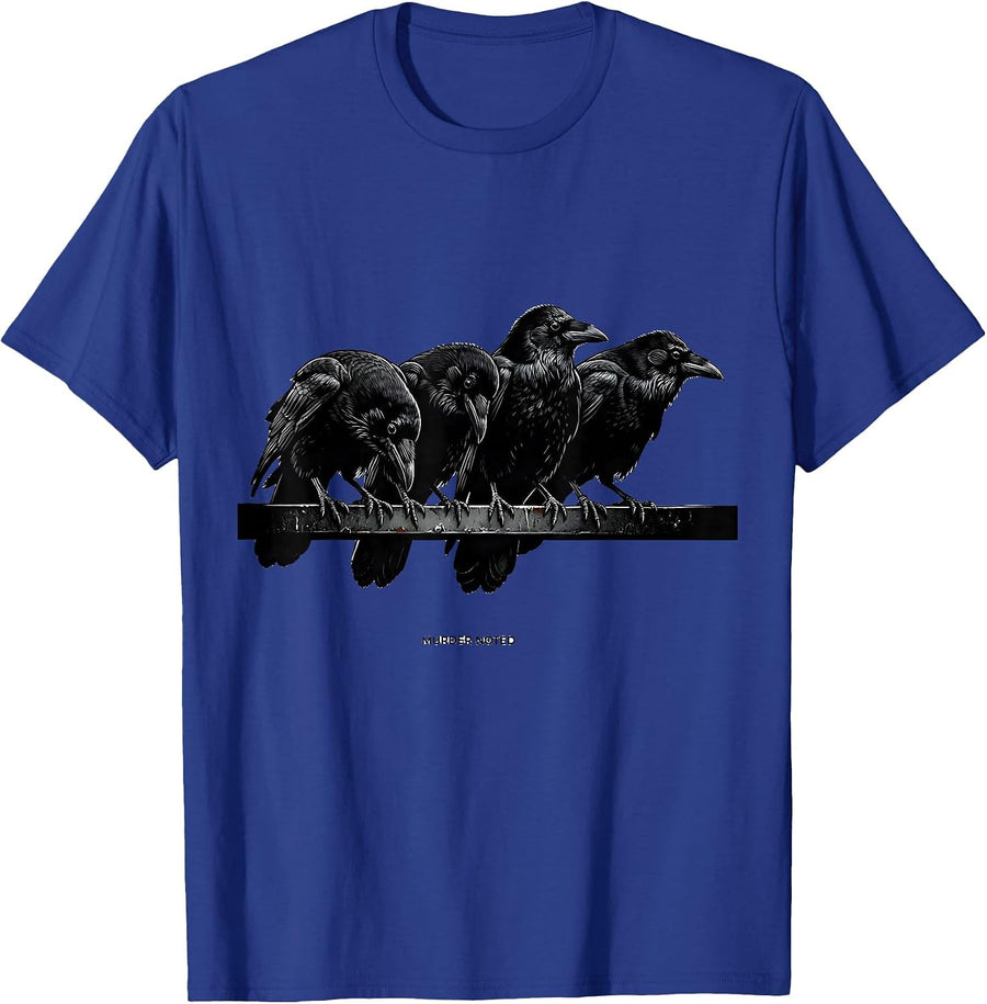 Murder Noted Monochromatic Crow Dark Humor Gothic Bird Lover T-Shirt - Royal Blue