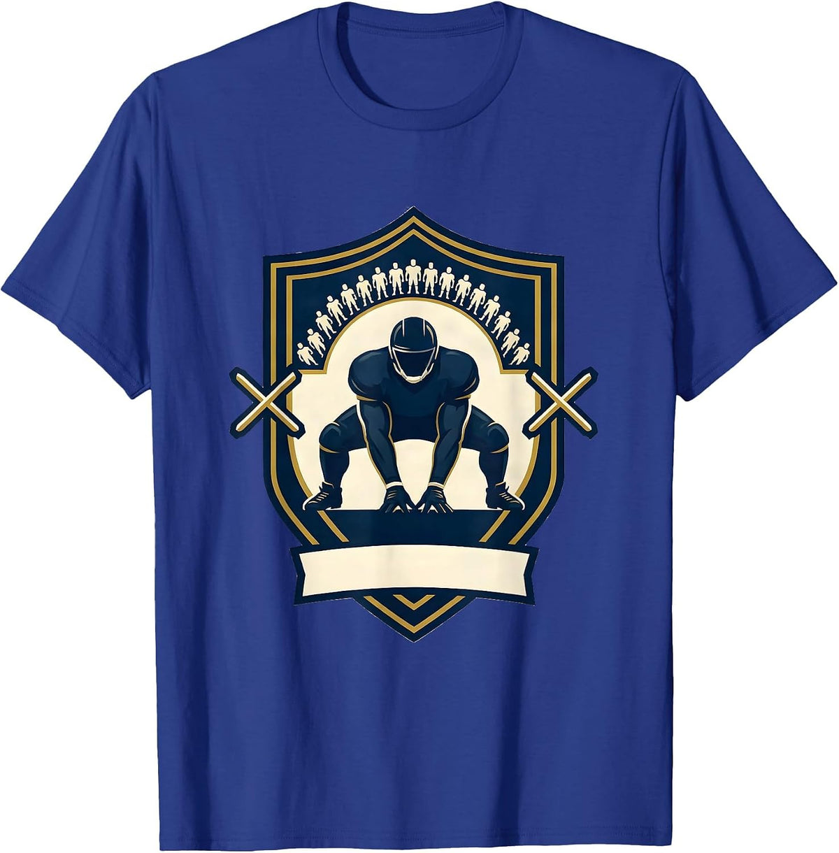 Men's Lineman Crest Shield Football Fan Humor T-Shirt - Royal Blue