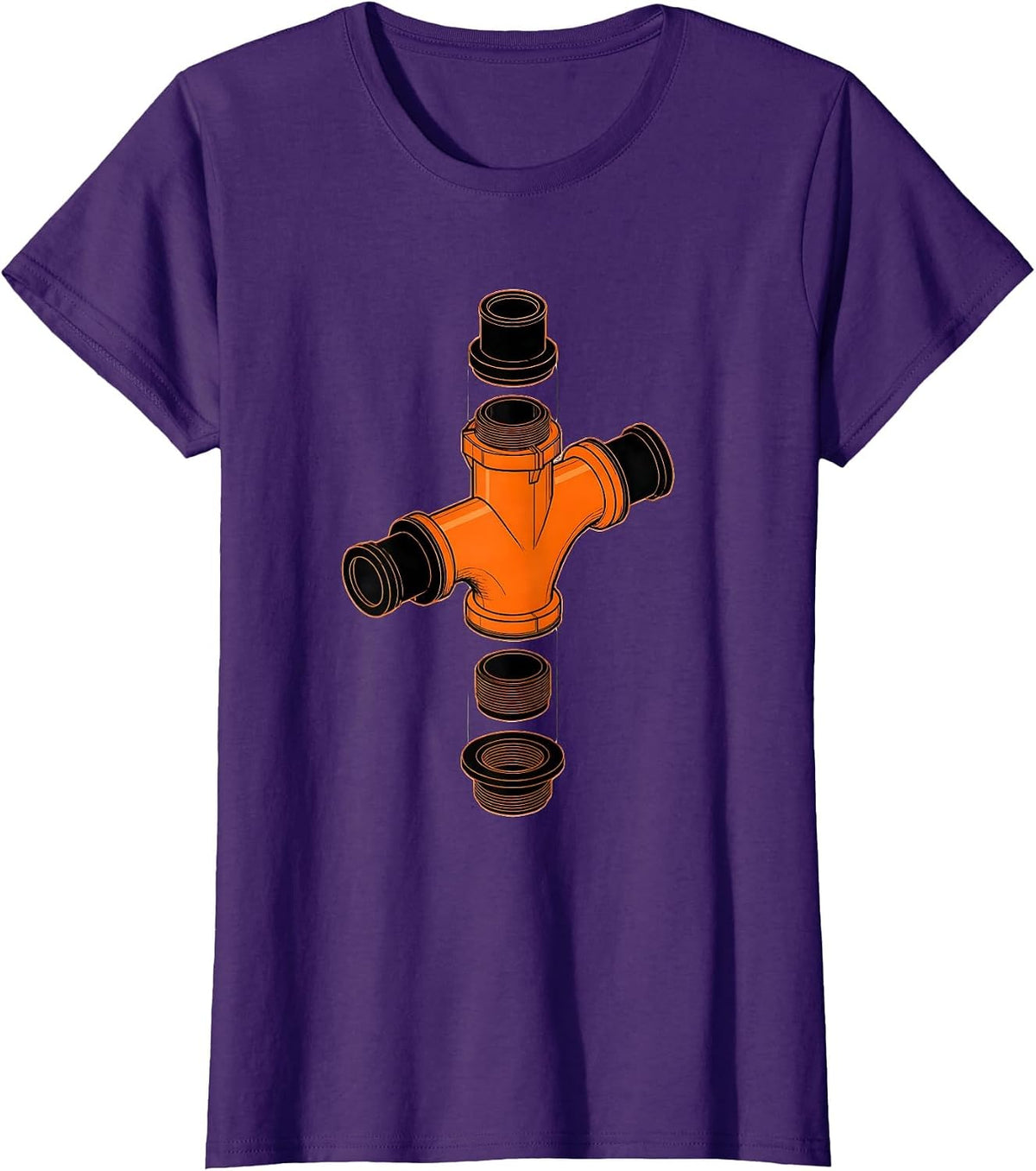 Women's P-Trap Assembly Exploded View Funny Plumber Pipefitter T-Shirt - Purple