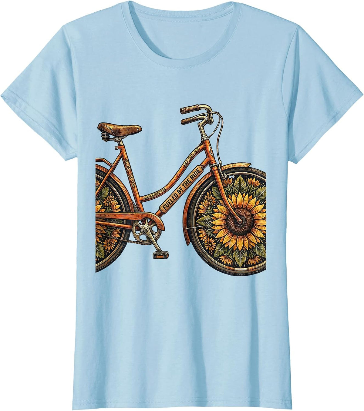 Women's Fueled by the Ride Cycling Bike Design T-Shirt - Baby Blue