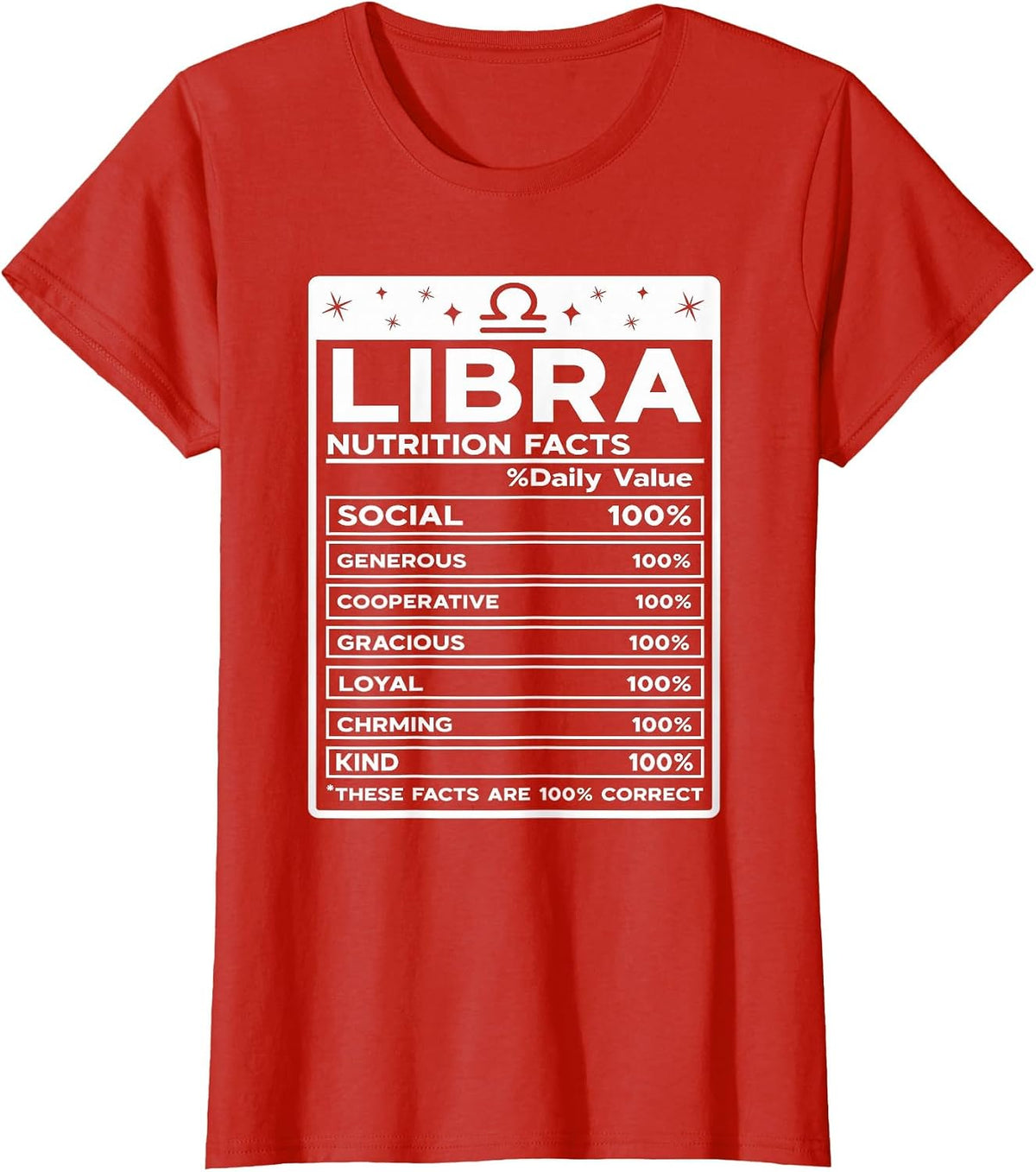 Libra Nutritional Style Zodiac Design, Libra T-Shirt - Red