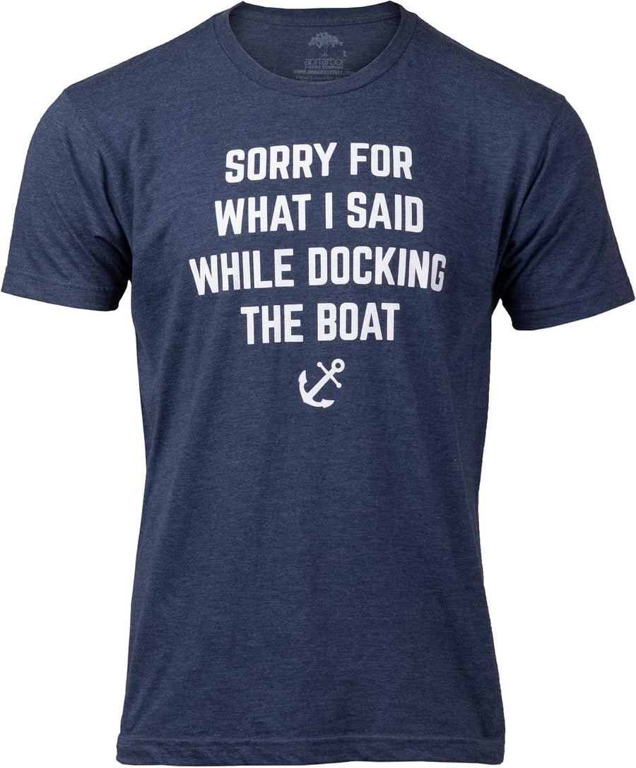 Boating Humor Tee Shirts - Funny Boat Captain, Nautical Fishing Joke T-Shirts for Men or Women - Docking the Boat Vintage