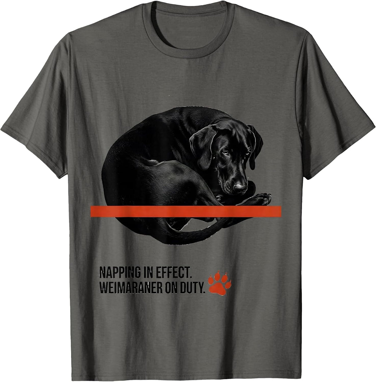 Napping In Effect Weimaraner On Duty Official Sleepshirt Dog T-Shirt - Asphalt Grey