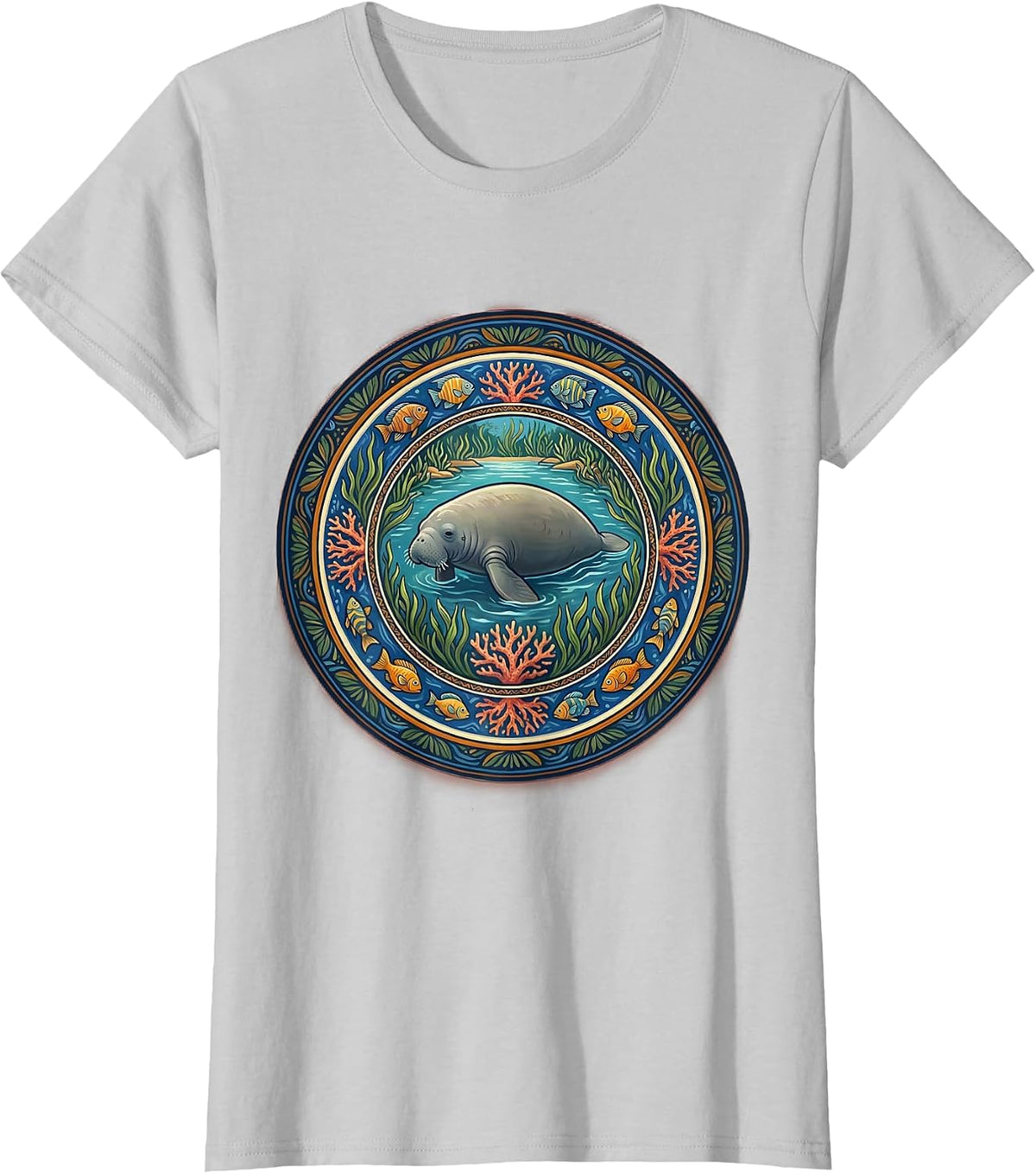 Puerto Rico Manatee Lagoon Graphic Design T-Shirt - Silver Grey